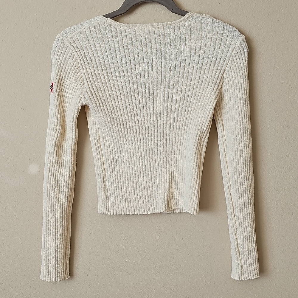Altar'd State Cream Cardigan with Red Floral Accents - Picture 4 of 4